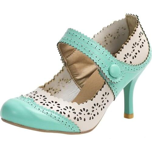 Fashion Thin High Heels Shoes New Arrival Hot Retro Fretwork Mary Janes Women Pumps Sweet Shallow Date Pumps