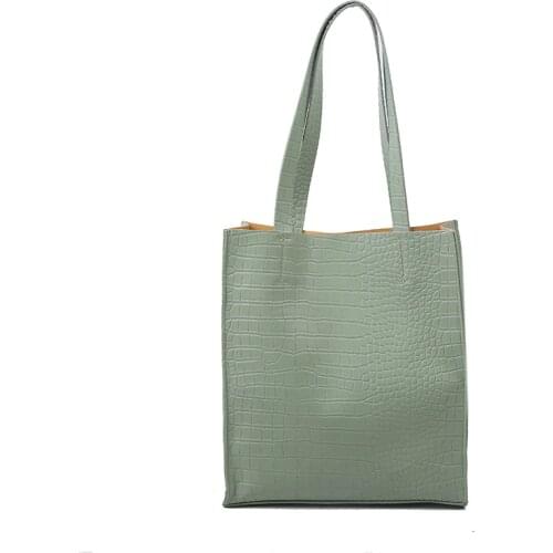 Buylor Alligator Leather Shoulder Bags Large Capacity Fashion Bucket Bag for Women Solid Casual Totes Bag Women