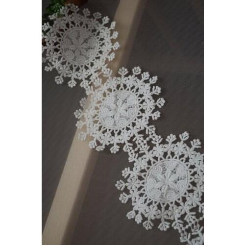 10 Yards Off White Guipure Lace Trim With Snowflakes Venise Lace Trim With Round Floral Patterns Premium French Lace Trim