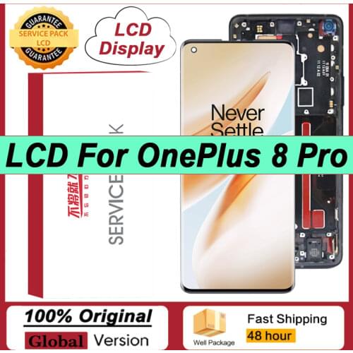 100% Original 6.78'' AMOLED Display for OnePlus 8 Pro Full LCD Touch Screen Digitizer Assembly Repair Parts with Service Pack