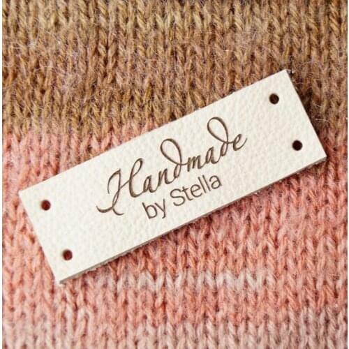 25pcs personalized logo names knitted clothing leather labels, center fold leather labels tags, customize branding logo labels