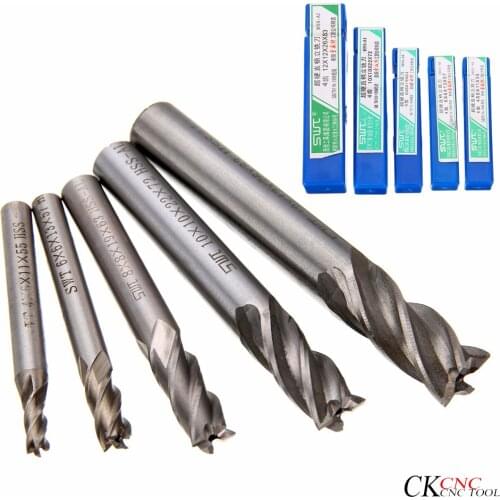 5PCS set of straight shank end mill 4 Flute HSS drill 4/6/8/10/12 mm for milling cutter