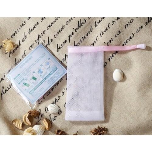 50pcs/set pink ribbon good quality double layer soap net soap mesh bag handmade soap for foaming ,essential tool