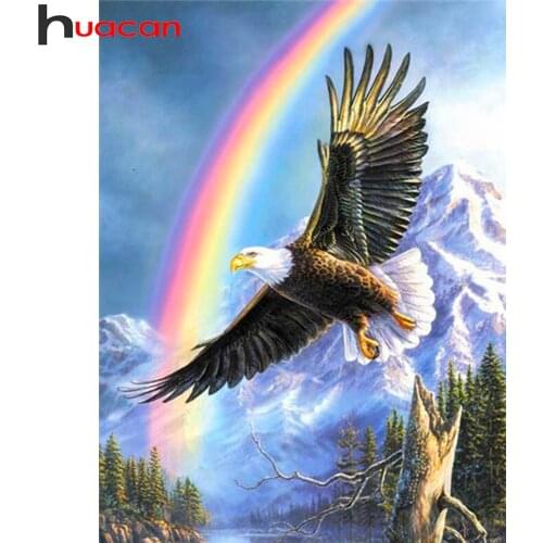Huacan Diamond Embroidery Mosaic Eagle 5d Diamond Painting New Arrivals Rainbow Animals Modular Pictures Decoration For Home