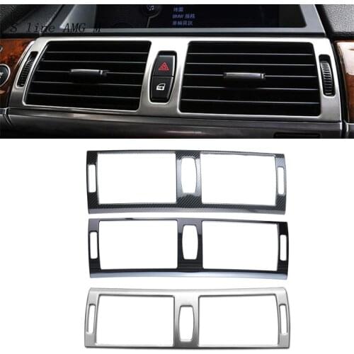 Car styling Carbon fiber Center Console Air Conditioning Outlet frame cover Stickers trim for BMW X5 E70 X6 E71 Auto Accessories