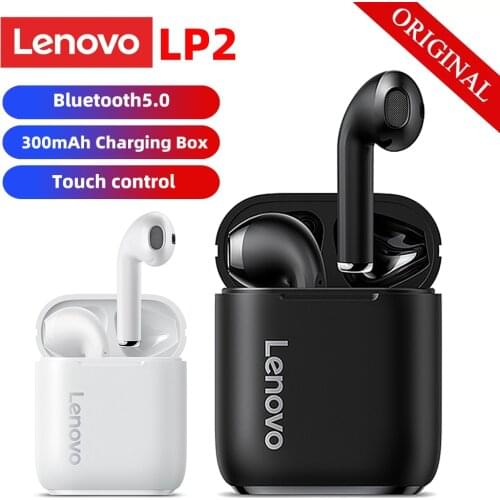 Lenovo LP2 Wirless Bluetooth 5.0 Earphones Stereo Bass Touch Control Wireless Sports Earbuds Waterproof Headset With Microphone