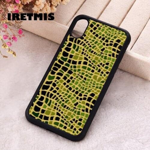 Iretmis 5 5S SE 2020 Phone Cover Case for iPhone 6 6S 7 8 Plus X Xs XR 11 12 Mini Pro Max Silicone Snakeskin