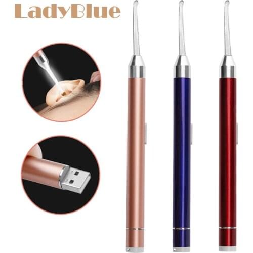 USB Charging LED Baby Ear Wax Cleaner Flashlight Earpick Earwax Remover Luminous Ear Curette Spoon Care Tool Children