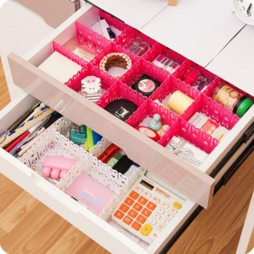 DIY Drawer Organizer Partition Cutout Plastic Storage Drawers Septum 3 Pieces/Lot Underwear Storage Adjustable Drawer Divider