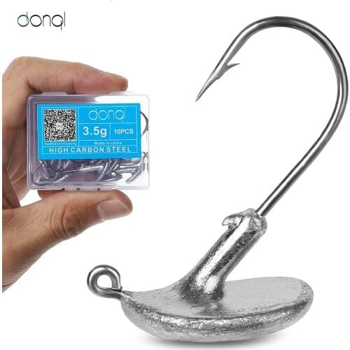 DONQL 10pcs/box Tumbler Lead Head Fishing Hook Barbed Hook Carp Fishing Accessories Anti-hanging Grass Crank Deep water Fishook