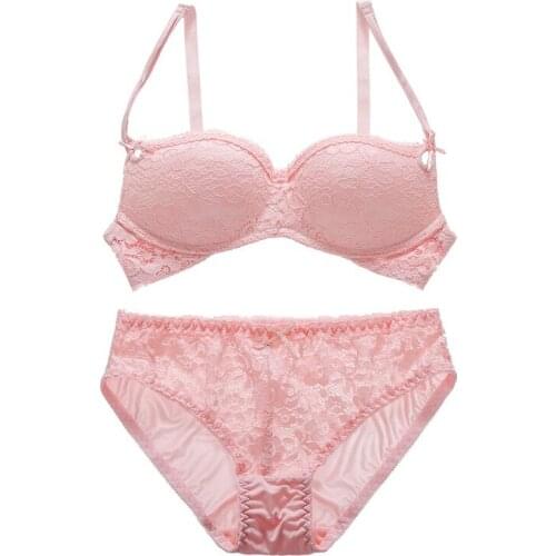 Women Bra Set Sexy Lace Bralette Suit Soild color Bras Wire Fre Lingerie Comfortable Bra Set