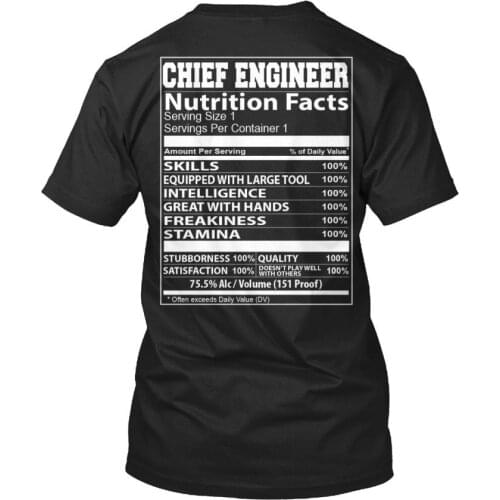Chief Engineer Nutrition Facts - Factsserving Size 1 Servings Stylisches Mens Brand Designs Slim Fit Crew Neck T-Shirt