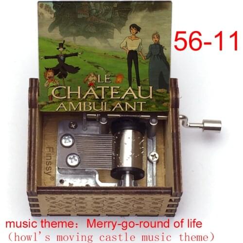 Anime Howls Moving Castle Music Theme Carousel Square Wooden Music Box Birthday Holiday Gift