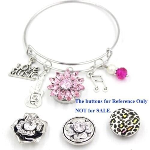 Music Jewelry DJ Music Note Guitar Piano Charm Bracelet Snap Bracelets For Women DJ Gifts Pulsera