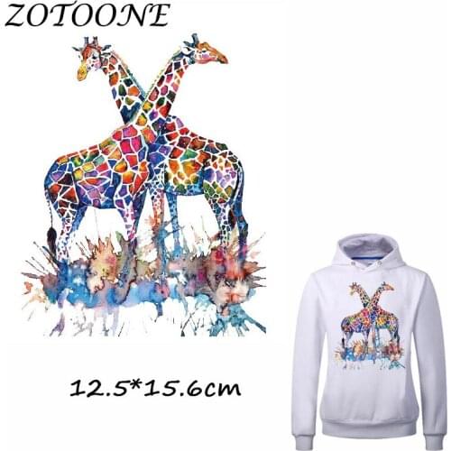 ZOTOONE Colorful Giraffe Patch for Clothes T Shirt Ironing on Patches Stickers DIY Heat Transfer Accessory Washable Appliques C