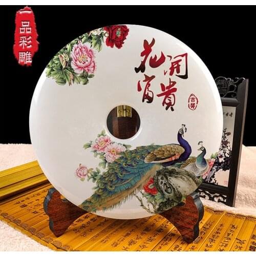 Natural jade jade ornaments Home Furnishing buckle buckle housewarming gift wine room TV cabinet Decor