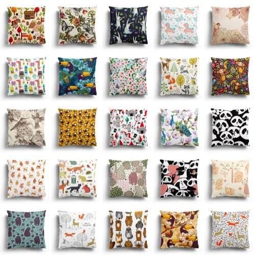 Creative color cartoon series short plush pillowcase car sofa waist throw cushion cover home decoration pillowcase 40/45/50/60cm
