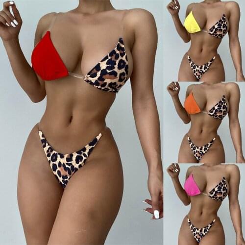New style bikini leopard swimsuit women stitching swimsuit European and American swimwear beach bikini Swimsuit push-up 2021