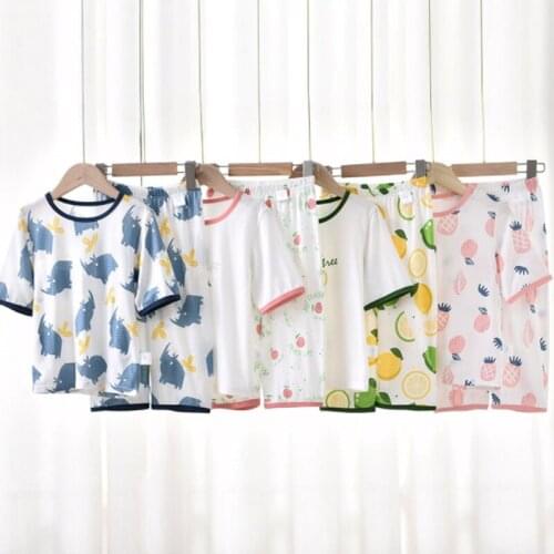 Girls Pajamas Summer Short Sleeve Children Clothing Sleepwear Cotton Pyjamas Sets Cute Homewear For Kids 2-8 Years