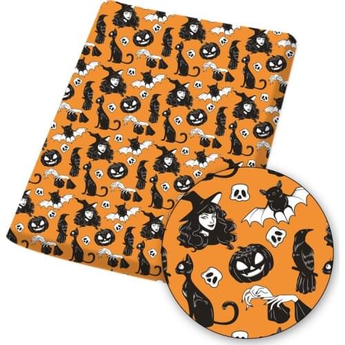 Halloween Pumpkin head Skull Polyester Cotton Fabric By The Meter for Tissue Sewing Quilting Fabrics Needlework DIY Handmade