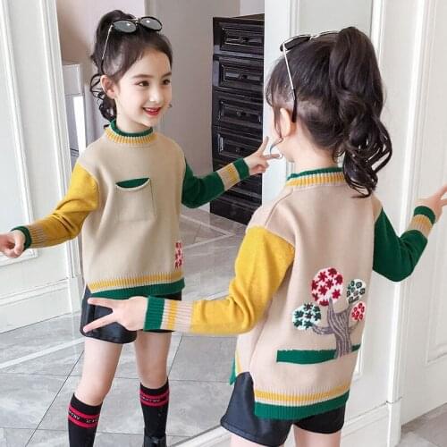 Girls' thin Western style pullover 2020 Spring and Autumn New Korean style childrens clothing childrens sweater top