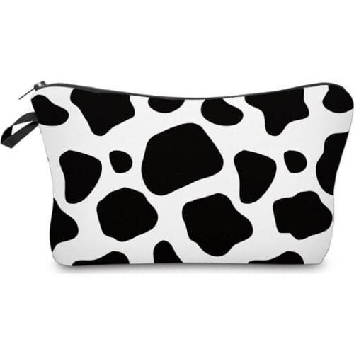 Cow Printed Waterproof Travel Cosmetic Bag Zipper Pouch Small Toiletry Organizer Bag