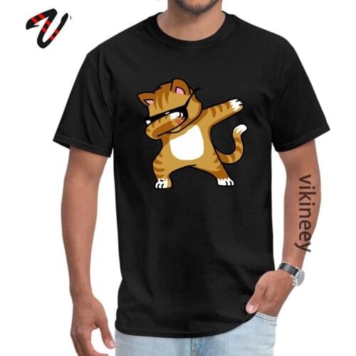 Dabbing Cat Hiphop Funny Men Top T-shirts O-Neck Short Sleeve Cotton Fabric Tops Shirt 2020 Newest Custom Tee Shirt Plus Size