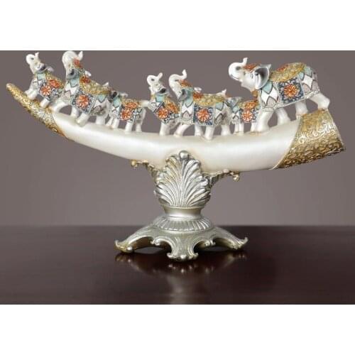 PAINTING IVORY ELEPHANT ART SCULPTURE DECOR ABSTRACT ANIMAL STATUE LUCKY ELEPHANT FIGURINE RESIN CRAFTS HOME DECORATION R4915