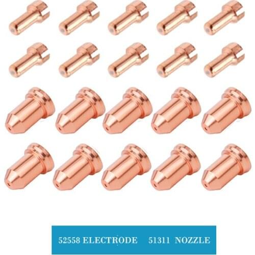 10 Pieces Nozzle and 10 Pieces Electrode Per Lot Plasma Cutting Consumables Suitable For IPT80 PTM80 PT80 Torch Ref 52558 51311