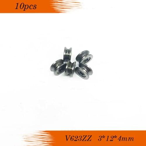 10pcs V623ZZ carbon steel V groove roller wheel ball bearings 3*10*3 mm embroidery machine pulley bearing V623 623V