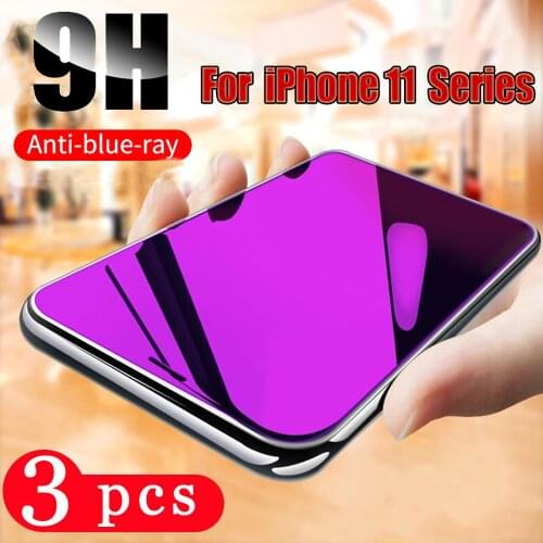 3Pcs Anti Blue Light tempered glass for iphone 6 6S 7 8 plus X XR XS 11 pro MAX SE 2020 protective film phone screen protector