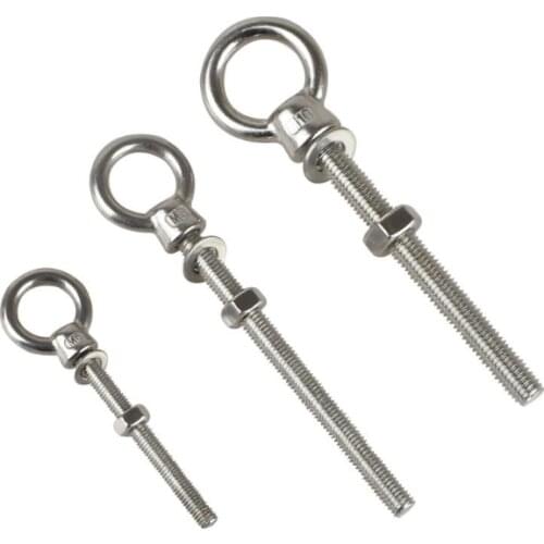 A4 Stainless Steel Marine Grade Lifting Eye Bolts M6 M8 M10 Thread Lowest Price Casting Long Bolt With Washer And Nut