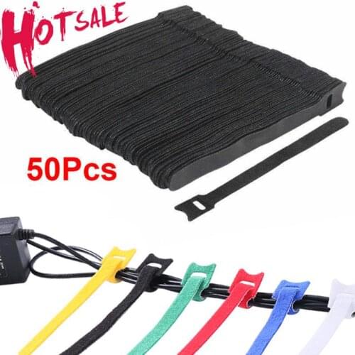 Releasable Cable Ties 50pcs Colored Plastics Reusable Cable ties Nylon Loop Wrap Zip Bundle Ties T-type Cable Tie Wire