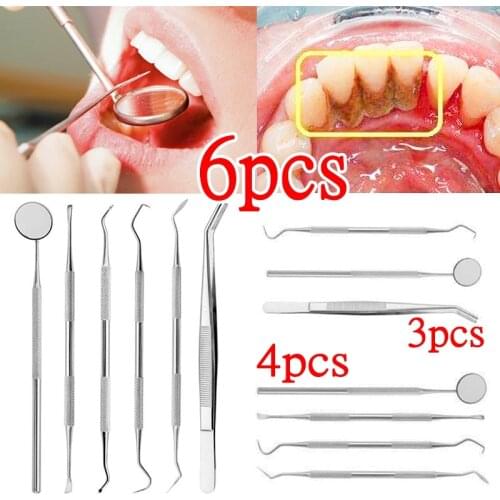 6/4/3/1PCS Dental Mirror Sickle Tartar Scaler Teeth Pick Spatula Dental Equipment Tooth Care Kit Oral Care Tooth Cleaning Tools