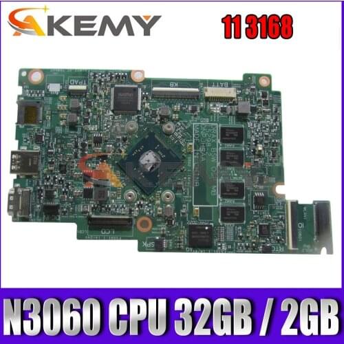 Akemy Brand New 15298-1 for Dell Inspiron 11 3168 Laptop Motherboard N3060 32GB/2GB CN-09TWCD 9TWCD Mainboard 100%Tested