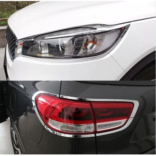 ACCESSORIES FIT FOR KIA SORENTO 2016-- UM CHROME FRONT REAR HEADLIGHT TAIL LIGHT LAMP COVER TRIM FRAME SURROUND MOLDING GARNISH