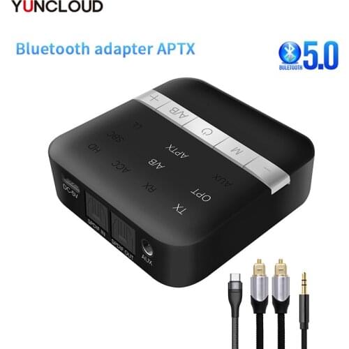 APTX Bluetooth 5.0 Audio Transmitter Receiver HD Latency CSR8675 Wireless Adapter RCA SPDIF 3.5mm Aux Jack For TV PC Car
