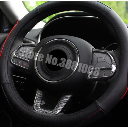 For Jeep Renegade 2015 2016 2017 2018 2019 ABS Carbon fibre Car Accessories Car Steering Wheel Button frame Cover Trim