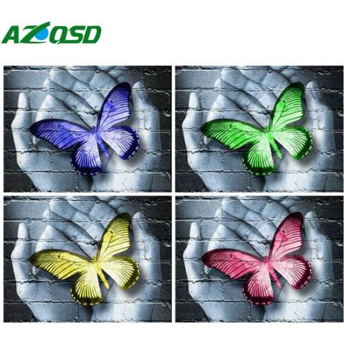 AZQSD Diamond Painting Full Square Butterfly 5d Embroidery Sale Animal Picture Of Rhinestones Handmade Home Decor Gift
