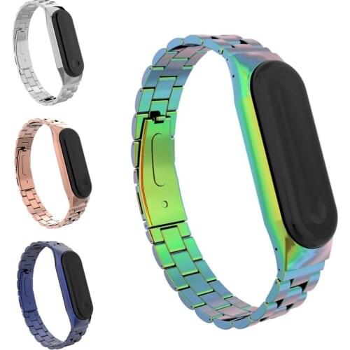 Stainless Steel Bracelet Wristband For Xiaomi Band 3 Straps Rose Gold Replacement Watchband Smart Watch Wearable Accessories