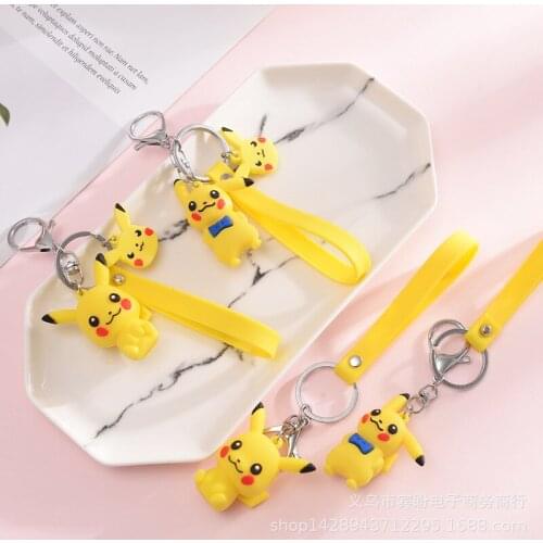 Pokemon Pikachu Keychain Cartoon Anime Character Cute Style Boy Girl School Bag Key Chain Keychain Accessories Birthday Gift