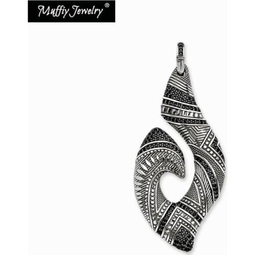 Hook Ethnic Maori Black Pendant,Europe 2019 Rebel Fashion,Good Jewerly, Gift In Pure 925 Sterling Silver,Super Deals