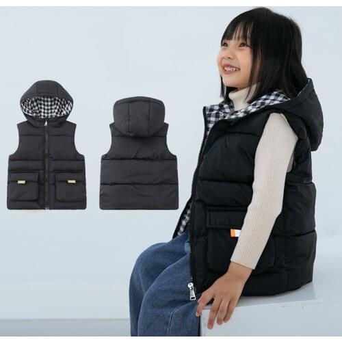 Hooded Child Waistcoat Children Outerwear Kids Jackets Warm Cotton Baby Boys Girls Vest Autumn Winter Kids Sleeveless Tops 8 10Y