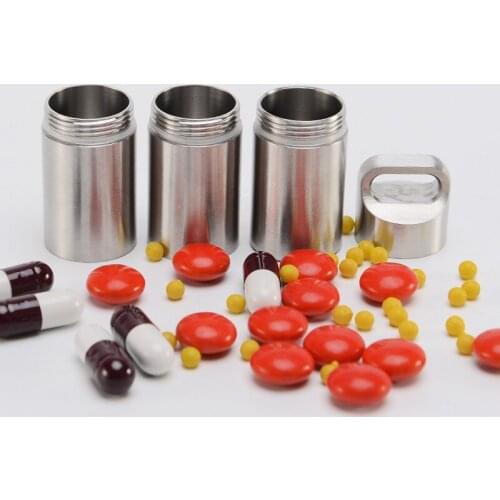 EDC Container Pendant Survival Waterproof Medicine Pill Box Stainless Steel Seal Cabin Outdoor Camping Sealed Drug Cigarette