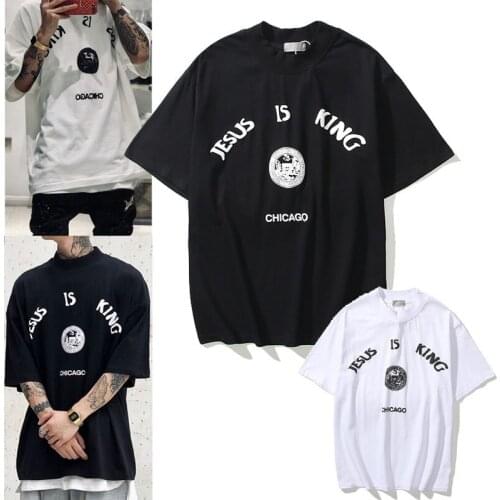 Dropshipping Hip Hop Streetwear Kanye Foam Printed Short Sleeve T-shirt Men and Women Casual Loose Cotton Tee Shirts Couple Tops