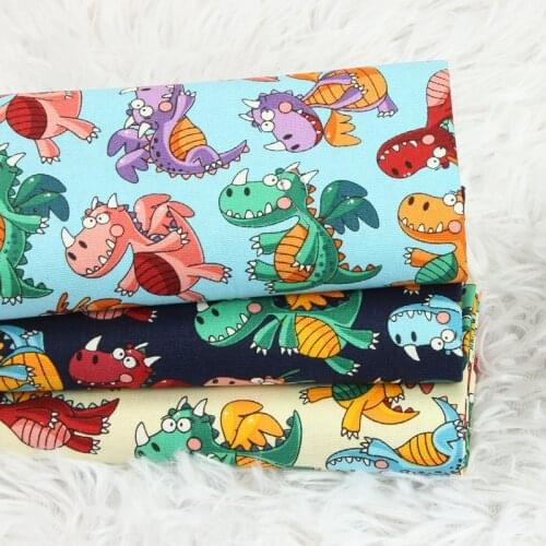 Cotton Fabric Bag Sewing Patchwork DIY Table Cloth Print Little Dinosaur Fabric Cartoon For Sofa Cartoon 45*110cm Suede Fabric