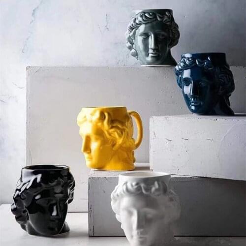 Nordic David Pottery Ceramic Coffee Mug Tea Milk Cup Couple Gifts Mug Breakfast Kitchen Living Room Decoration Home Mug