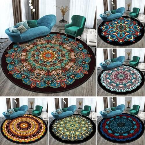 Ethnic Printing Mandala Style Round Carpet Hotel Mats Living Room Bedroom Coffee Table Carpet Floor Mats Hanging Basket Rugs