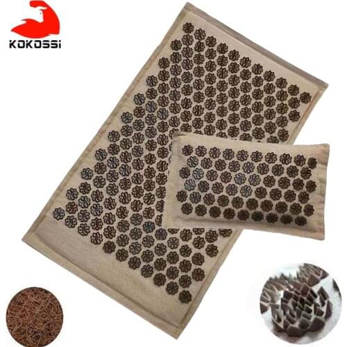 New Lotus Acupressure Mat Set Back Body Massage Mat with Pillow Coconut Fiber Pain Relief Shiatsu Massage Cushion Yoga Mat Spike