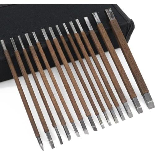 14 Pcs/set Stone Carving Knife Tool Set Multi-function Manganese Steel knives , stone carving chisels knives set